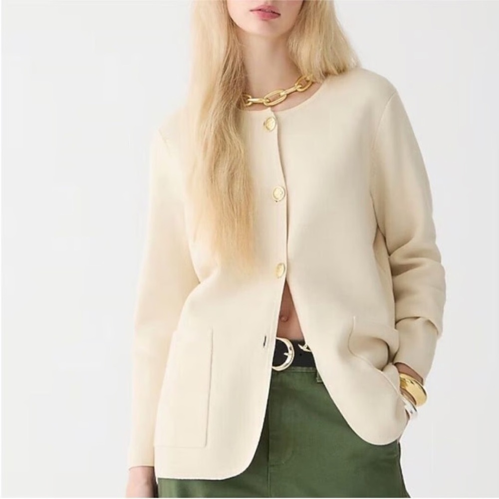J CREW GISELE SWEATER BLAZER WINTER WHITE CREAM EUC SZ MED